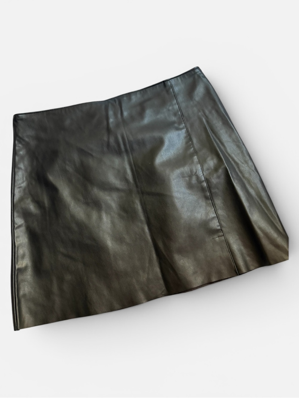 Primark Black Faux Leather A-Line Skirt